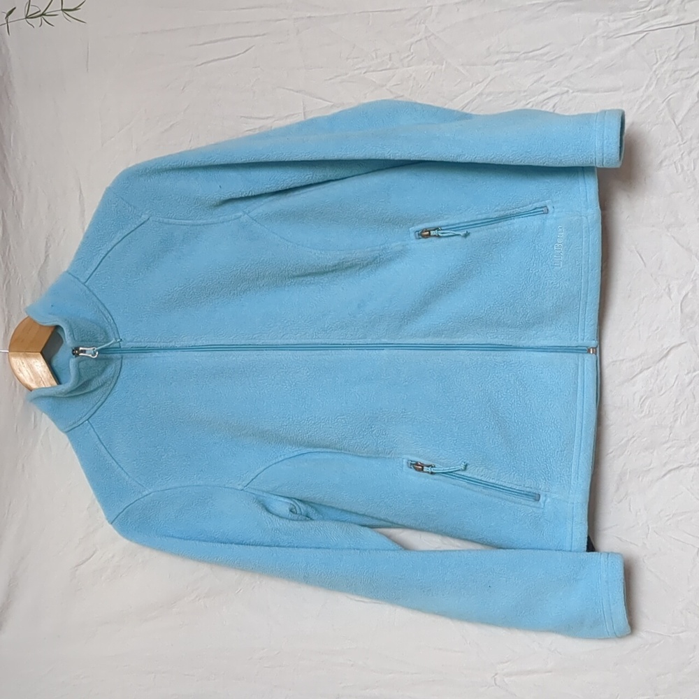 LL Bean jacket fleece zippered blue medium